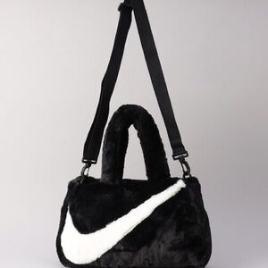 Nike Black and White Plush Shoulder Bag